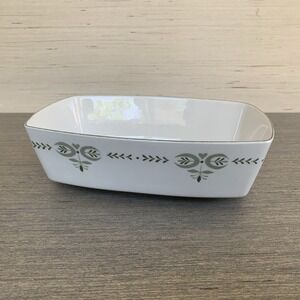 VTG 1960's Franciscan Heritage Green & Ivory Casserole Loaf Dish Made in USA